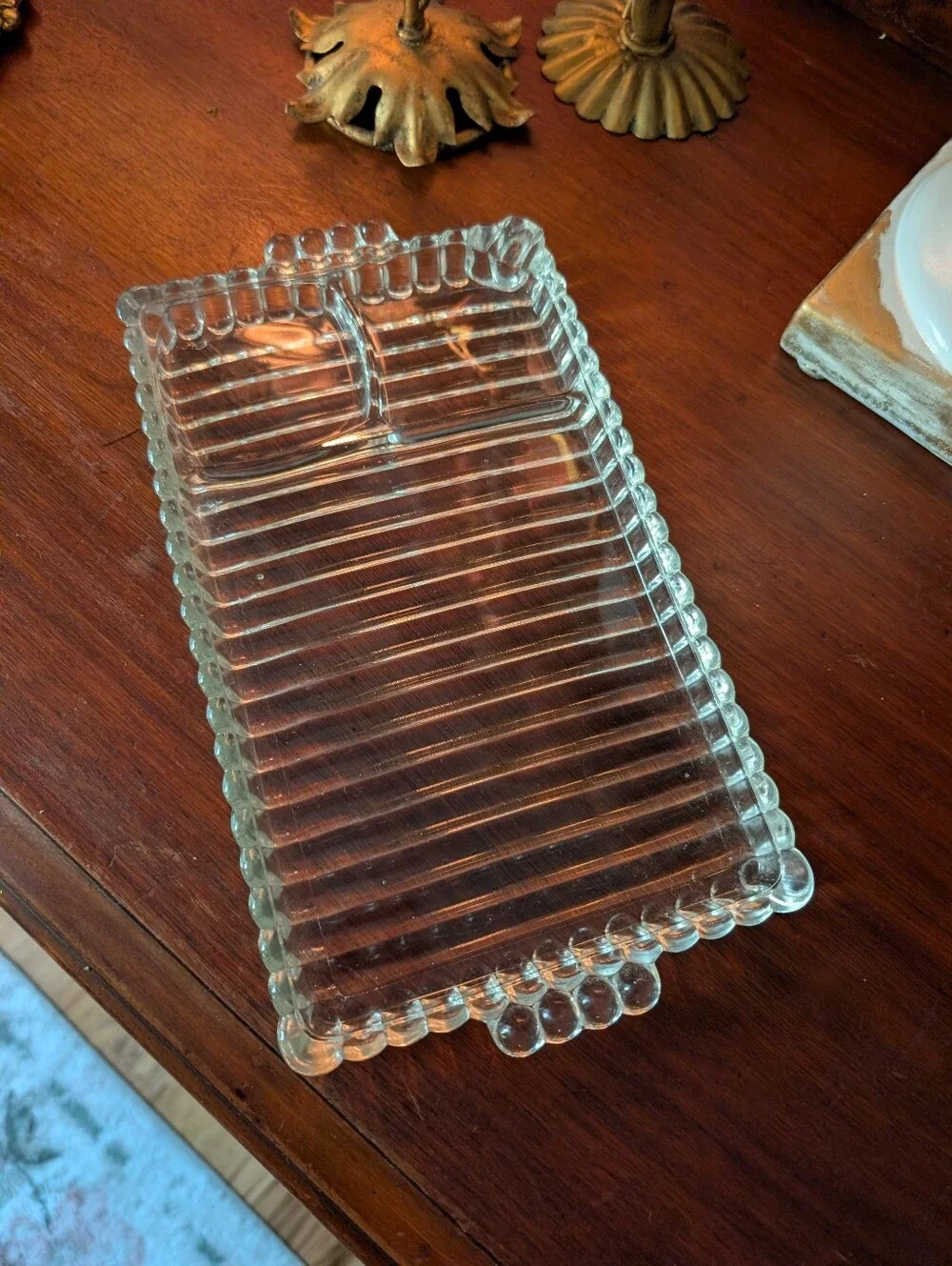 Vintage, set of 2, 1950s Hazel Glass Atlas Snack Sip Serving Tray, 11